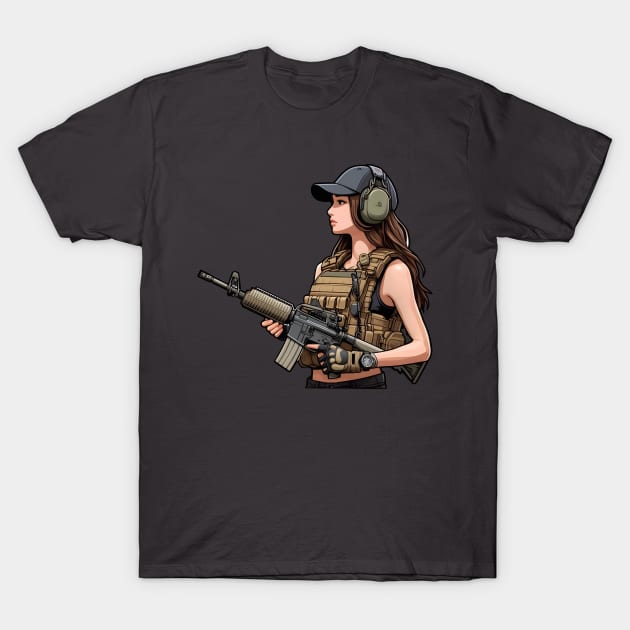 Tactical Girl T-Shirt by Rawlifegraphic